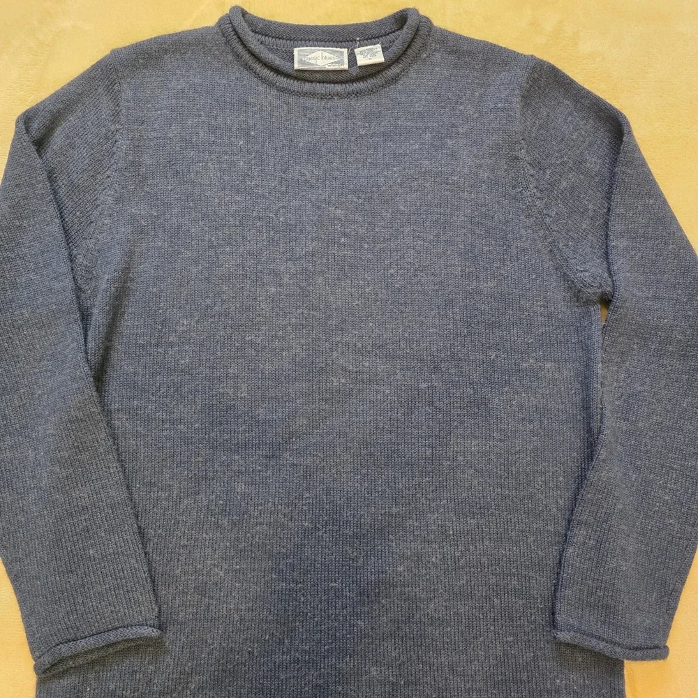 Vintage Wrangler Classic Blues Men's M Sweater Navy Blue Wool Blend Crewneck